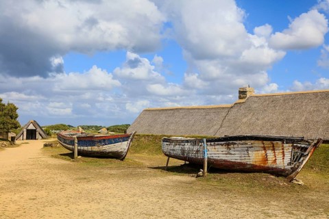 Former village of Meneham with thatched houses