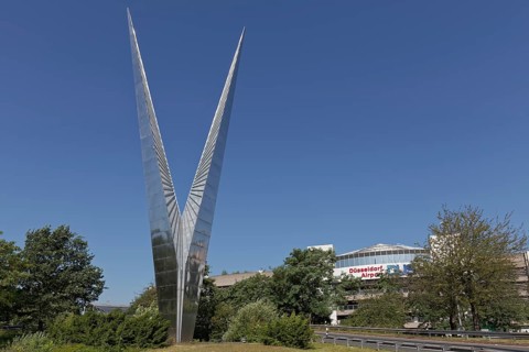 Abstract sculpture made of stainless steel