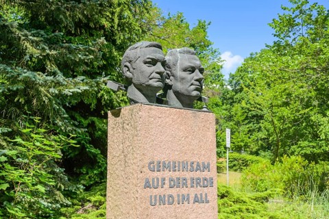 Monument to cosmonauts Waleri Bykowski and Sigmund Jaehn