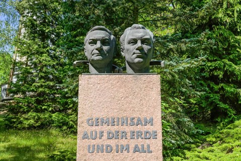 Monument to cosmonauts Waleri Bykowski and Sigmund Jaehn
