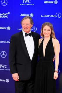 Former ski racer Franz Klammer with daughter