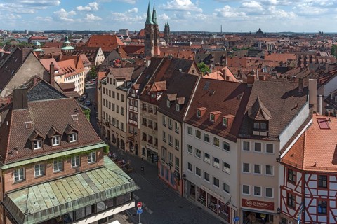 View of the old town with the St. Sebald and St. Lorenz Church