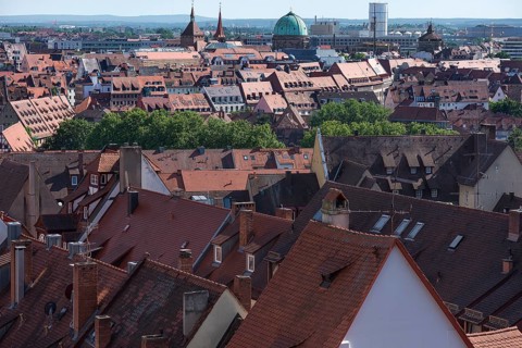 View of the old town roofs and St. Elisabeth's Church
