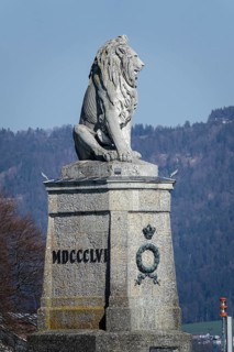 Bavarian lion at the harbour entrance Lindau on Lake Constance
