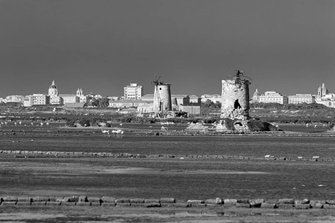 Ruins of windmills for salt production
