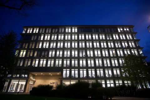 Office building of the consultancy Roland Berger in the evening