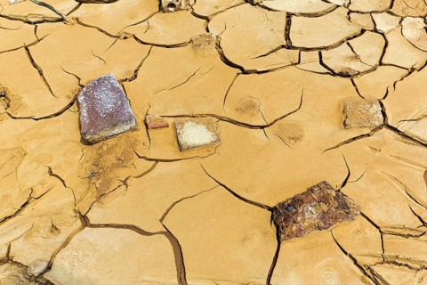 Parched soil and stones