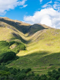 Mountains in Lights and Shadows over Glenfinnan Viaduct