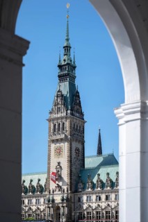 Hamburg City Hall as seen from the Alsterakaden