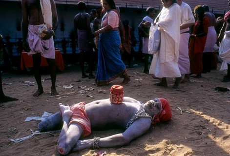 An amputee beggar in Bharani festival at Kodungallur