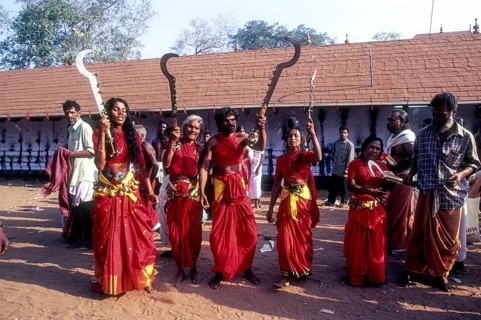 Velichappadu or Oracles in Bharani festival in Kodungallur