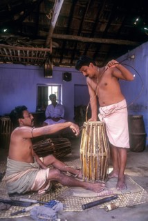 Making of Jendai or leather music instrument in Peruvemba