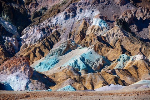 Artist's Palette rock discoloured by minerals in evening light