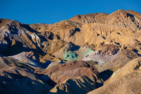 Artist's Palette rock discoloured by minerals in evening light
