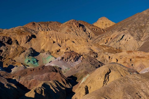 Artist's Palette rock discoloured by minerals in evening light