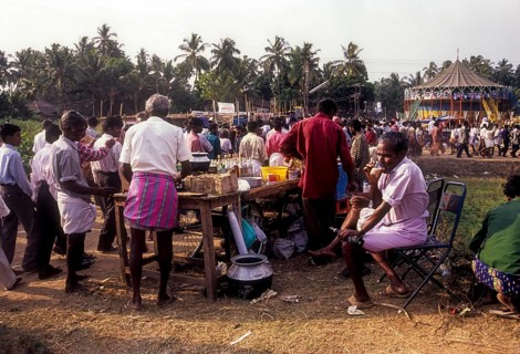 A tea shop near an exhibition during Pooram festival in Thrissur or Trichur