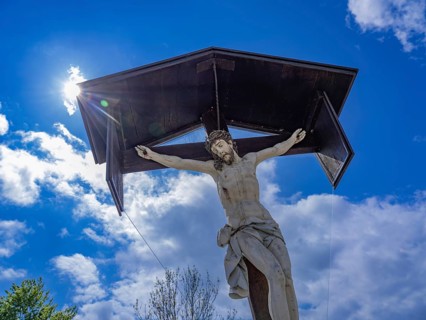 Crucifix in the cemetery of the Catholic parish church of St. George