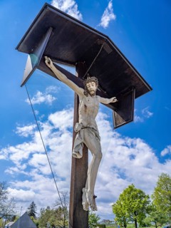 Crucifix in the cemetery of the Catholic parish church of St. George