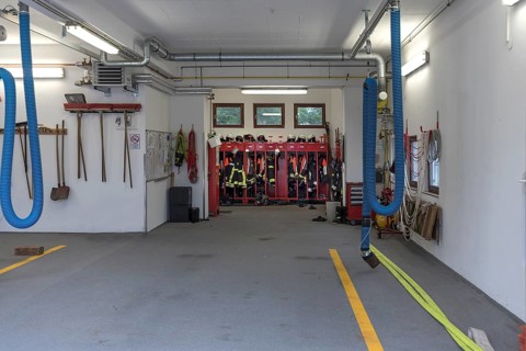 Empty fire station after fire alarm