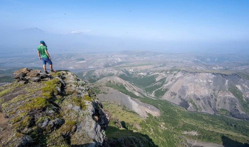 Hiker looking into the distance