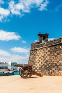 Historic San Gabriel Castle located on the island in Arrecife
