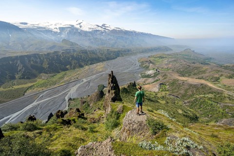 Hiker looking into the distance