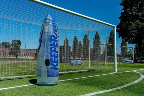 Plastic keeper in football goal