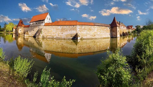 Lake pond with lake wall