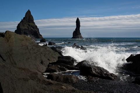 Rock formation Reynisdrangar near Vik i Myrdal