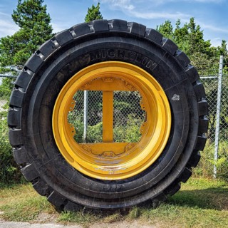 Large old tyre with the inscription Michelin X
