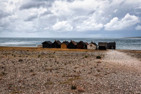 View of old fishing huts