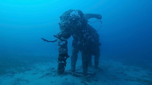 Sculpture of an elephant on the seabed. Lighthouse dive site