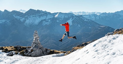 Mountaineer jumping