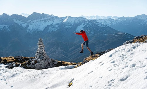 Mountaineer jumping
