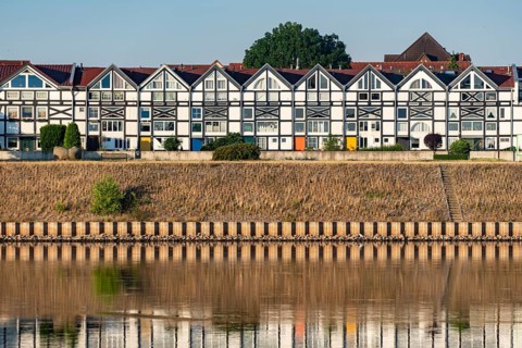 Half-timbered houses on the Elbe cycle path