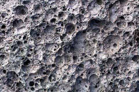 Volcanic lava with holes