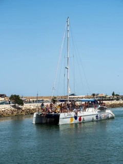 Marina with catamaran