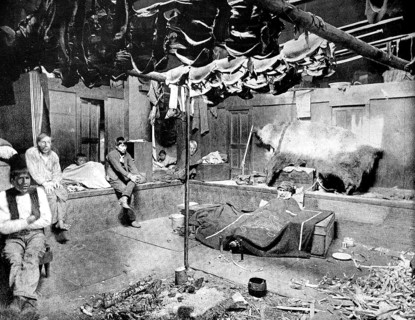 Inside a Native American cabin in Yakutat Bay