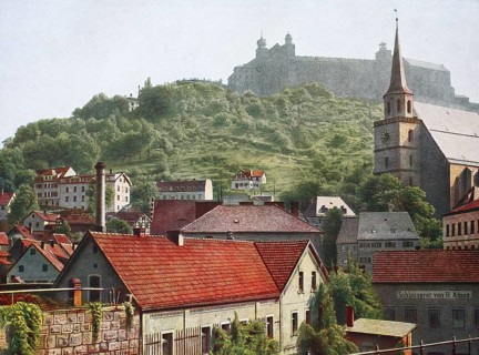 Historical photo of the Plassenburg and Kulmbach