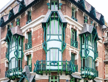 Wilhelminian and Art Nouveau villas in the Mersois neighbourhood on the Mers-les-Bains promenade