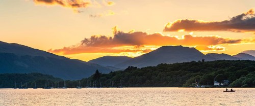 Sunset over Loch Lomond from Milarrochy Bay