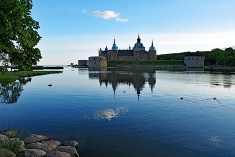 Kalmar Castle reflected in the calm water