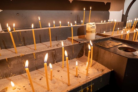 Candles in the collegiate parish church of St. Philip and St. James
