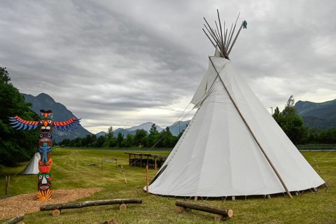 Indian tent and torture stake