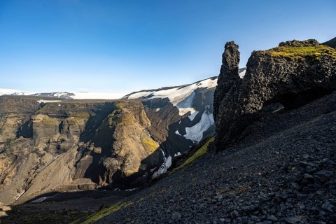 Volcanic rock formations and gorge