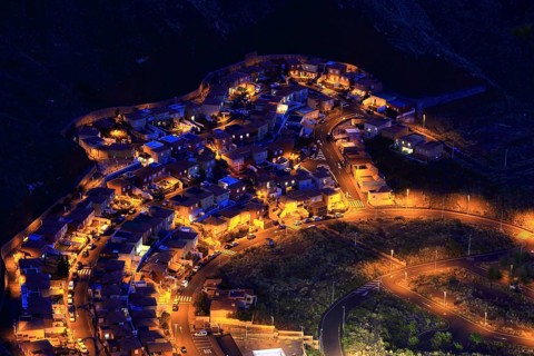 View from the Mirador Glorieta de la Concepcion the city of Santa Cruz de la Palma at night