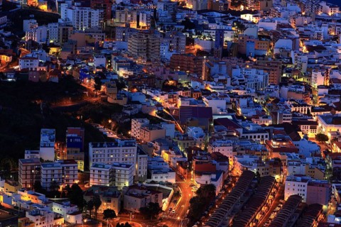 View from the Mirador Glorieta de la Concepcion the city of Santa Cruz de la Palma at night