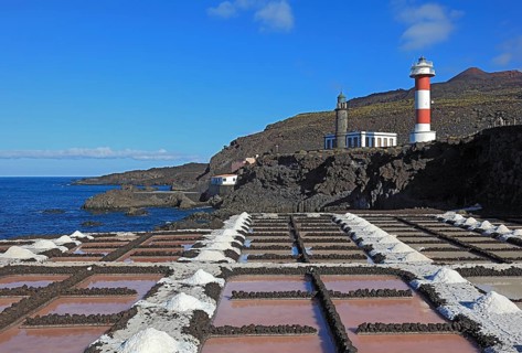 Crystal pools of the salt works in Fuencaliente at the Punta de Fuencaliente