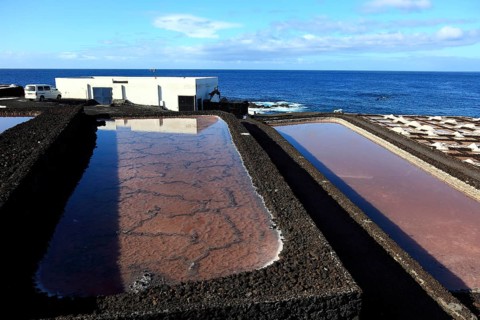 Crystallisation basin of the salt works in Fuencaliente at the Punta de Fuencaliente