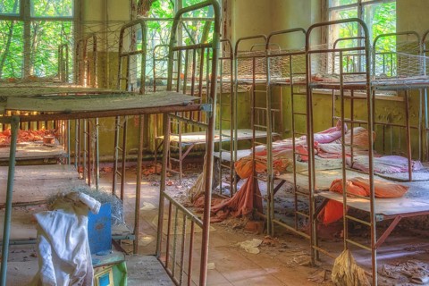 Dormitory with beds